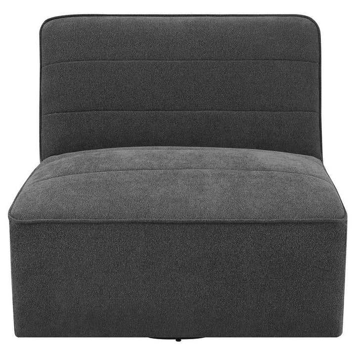 Cobie - Upholstered Armless Swivel Chair - Dark Charcoal Swivel Chair modern furniture Contempo Furniture