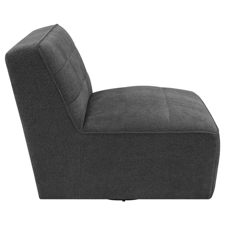 Cobie - Upholstered Armless Swivel Chair - Dark Charcoal Swivel Chair modern furniture Contempo Furniture