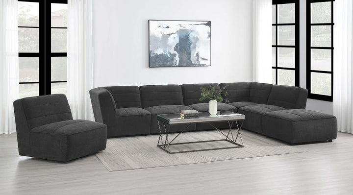 Cobie - Upholstered Armless Swivel Chair - Dark Charcoal Swivel Chair modern furniture Contempo Furniture