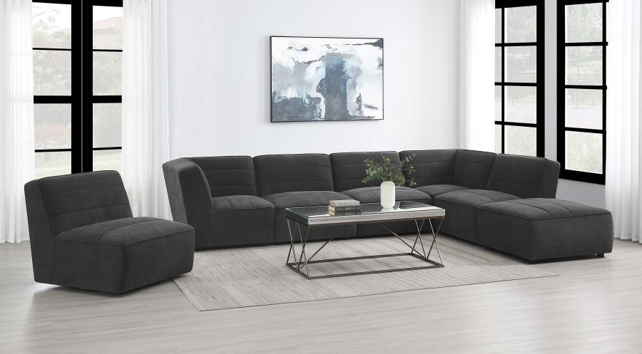 Cobie - Upholstered Armless Swivel Chair - Dark Charcoal Swivel Chair modern furniture Contempo Furniture