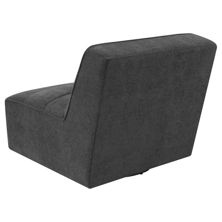 Cobie - Upholstered Armless Swivel Chair - Dark Charcoal Swivel Chair modern furniture Contempo Furniture