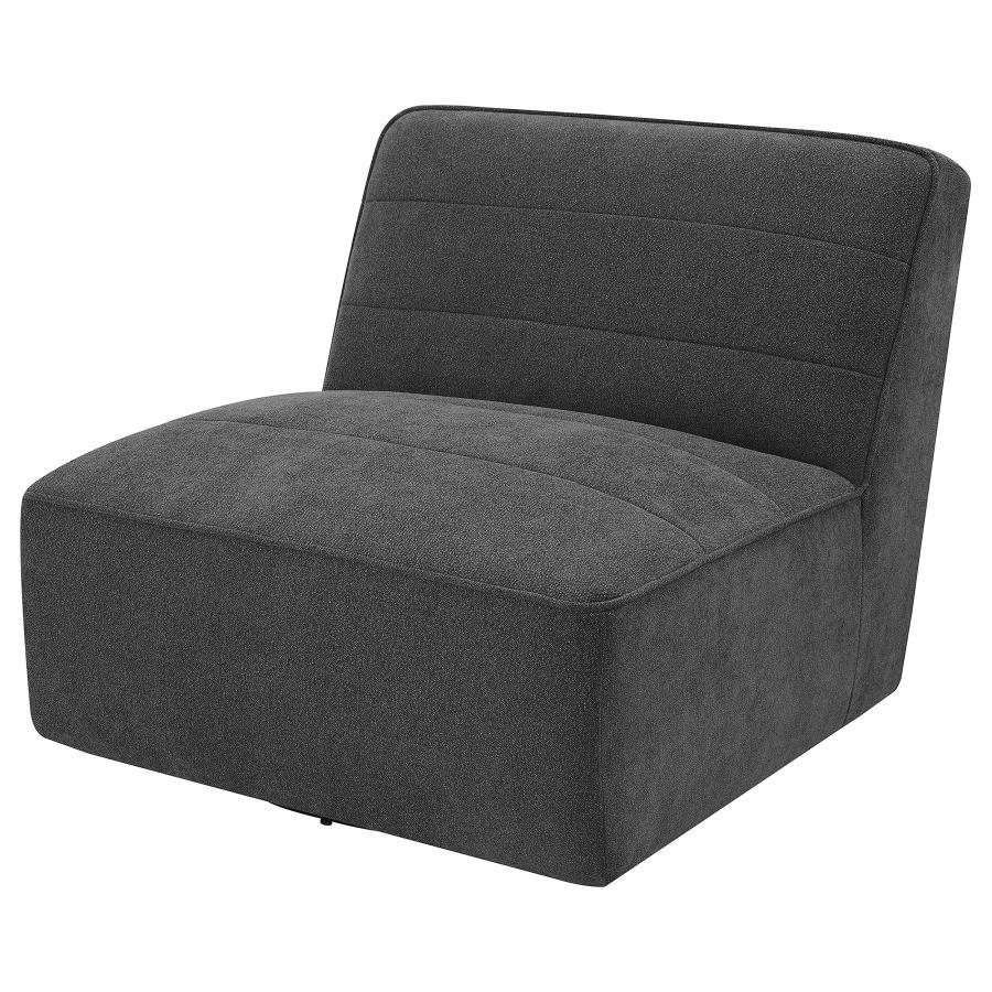 Cobie - Upholstered Armless Swivel Chair - Dark Charcoal Swivel Chair modern furniture Contempo Furniture