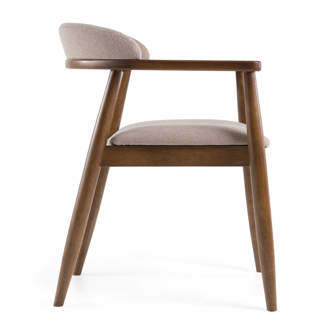 Cohen - Mid-Century Modern Tan Fabric + Walnut Dining Chair