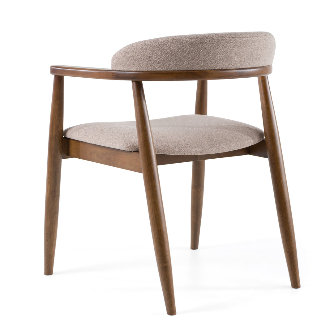 Cohen  Mid-Century Modern Tan Fabric + Walnut Dining Chair