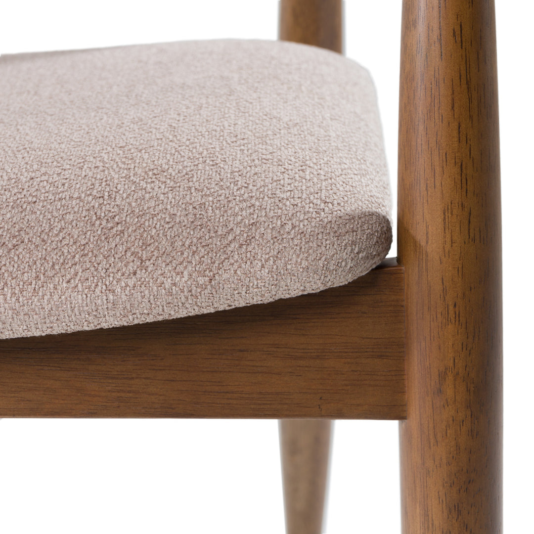 Cohen  Mid-Century Modern Tan Fabric + Walnut Dining Chair