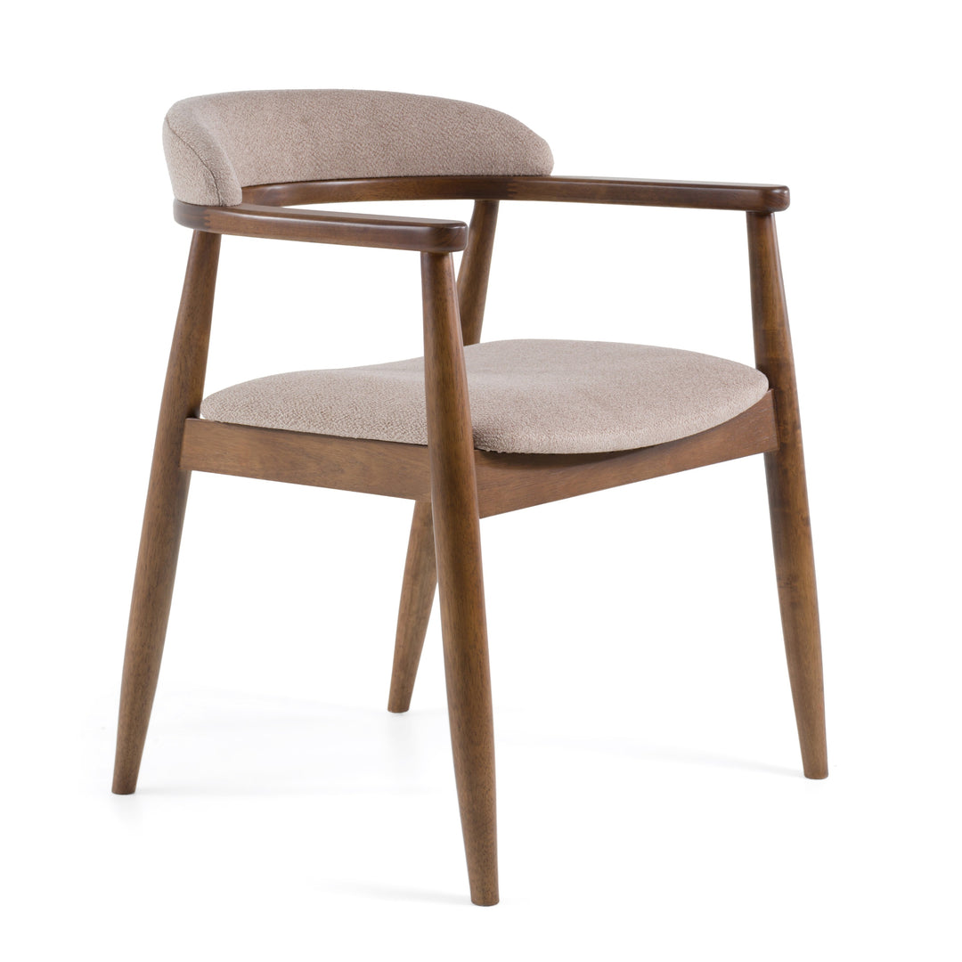 Cohen  Mid-Century Modern Tan Fabric + Walnut Dining Chair