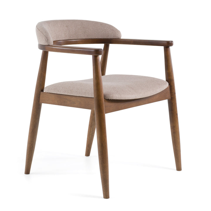 Cohen  Mid-Century Modern Tan Fabric + Walnut Dining Chair