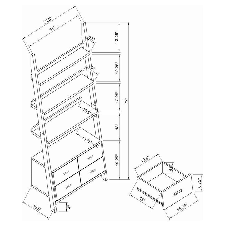 Colella - 5 - Shelf Storage Ladder Bookshelf - Cappuccino Ladder Bookcase modern furniture Contempo Furniture