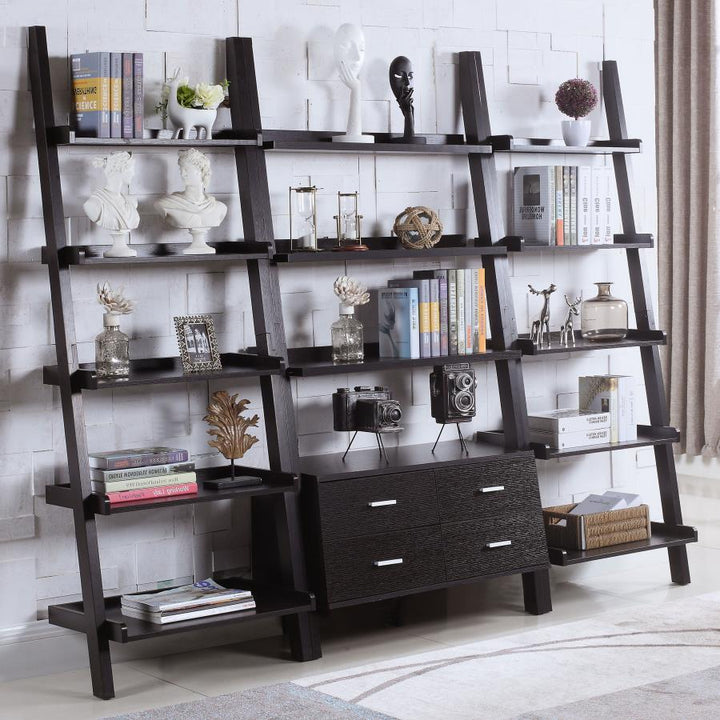 Colella - 5 - Shelf Storage Ladder Bookshelf - Cappuccino Ladder Bookcase modern furniture Contempo Furniture