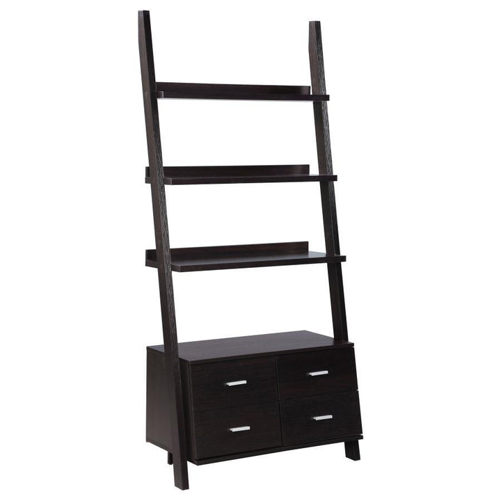 Colella - 5 - Shelf Storage Ladder Bookshelf - Cappuccino Ladder Bookcase modern furniture Contempo Furniture