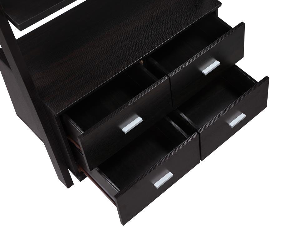 Colella - 5 - Shelf Storage Ladder Bookshelf - Cappuccino Ladder Bookcase modern furniture Contempo Furniture