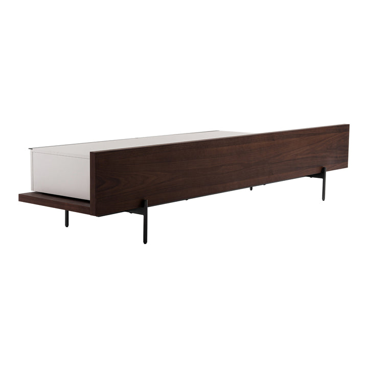 Colima - Modern Matte Beige + Walnut TV Stand