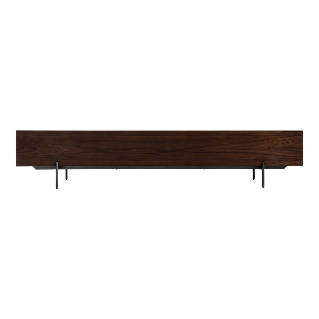 Colima - Modern Matte Beige + Walnut TV Stand