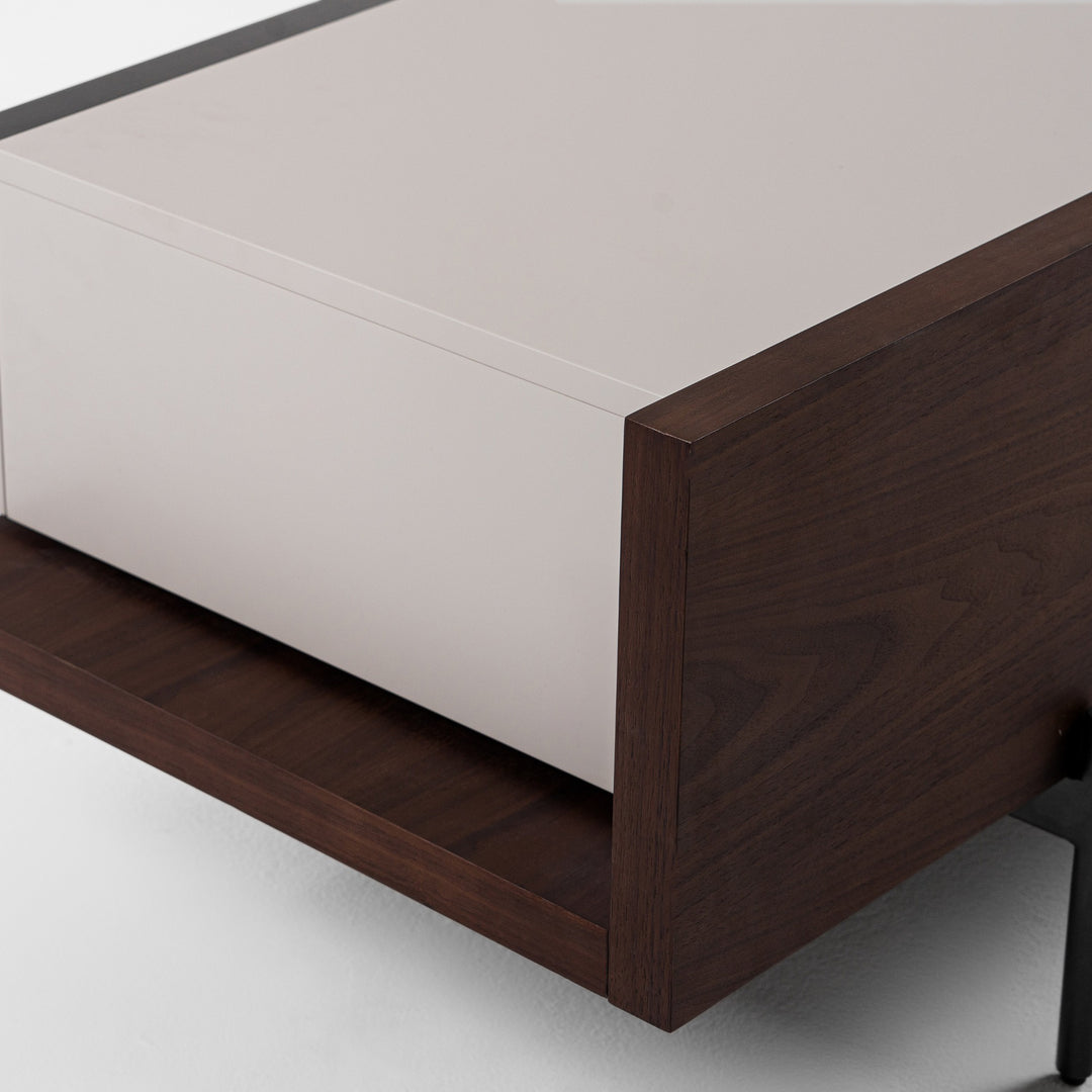Colima - Modern Matte Beige + Walnut TV Stand