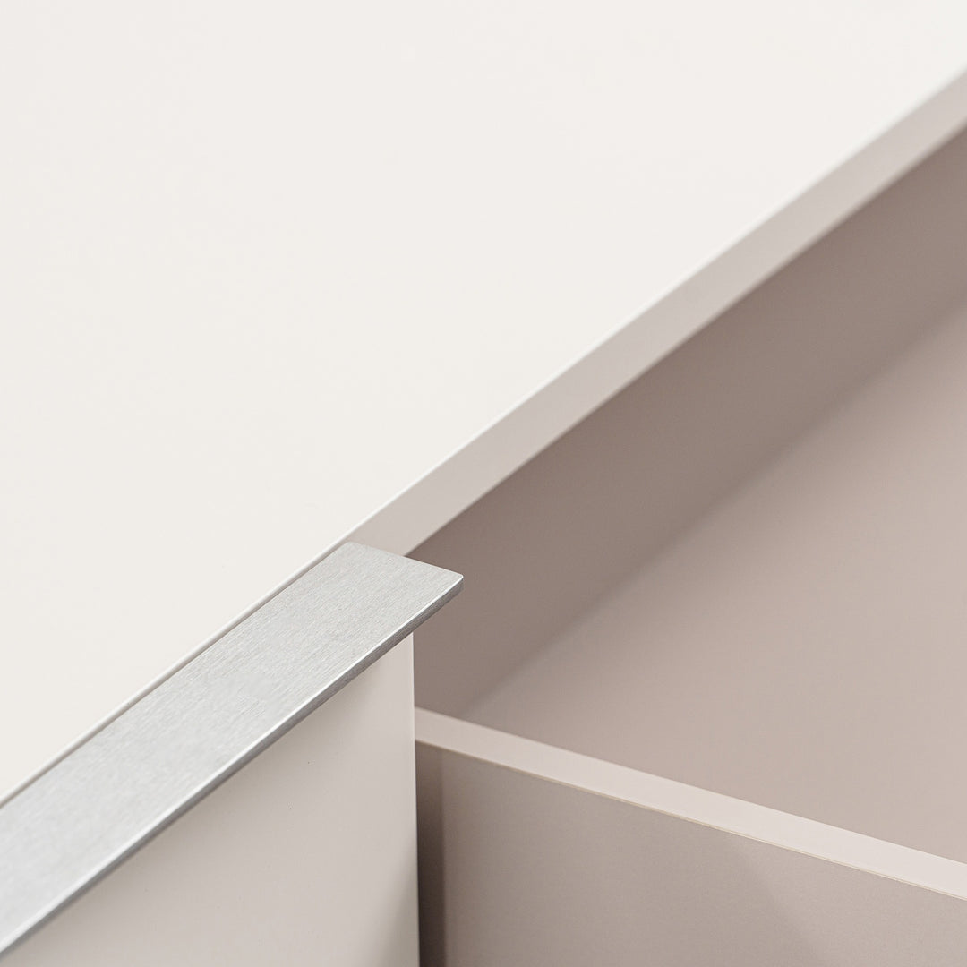 Colima - Modern Matte Beige + Walnut TV Stand