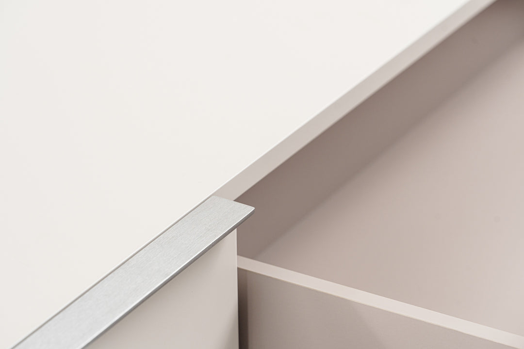 Colima - Modern Matte Beige + Walnut TV Stand