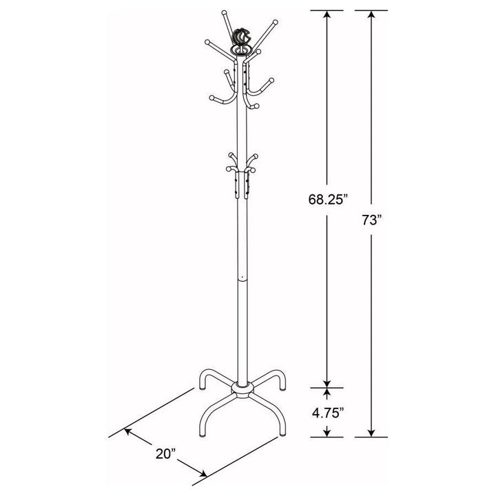 Collier - 12 Hook Freestanding Coat Rack Hat Hanger - Black Freestanding Coat Rack modern furniture Contempo Furniture