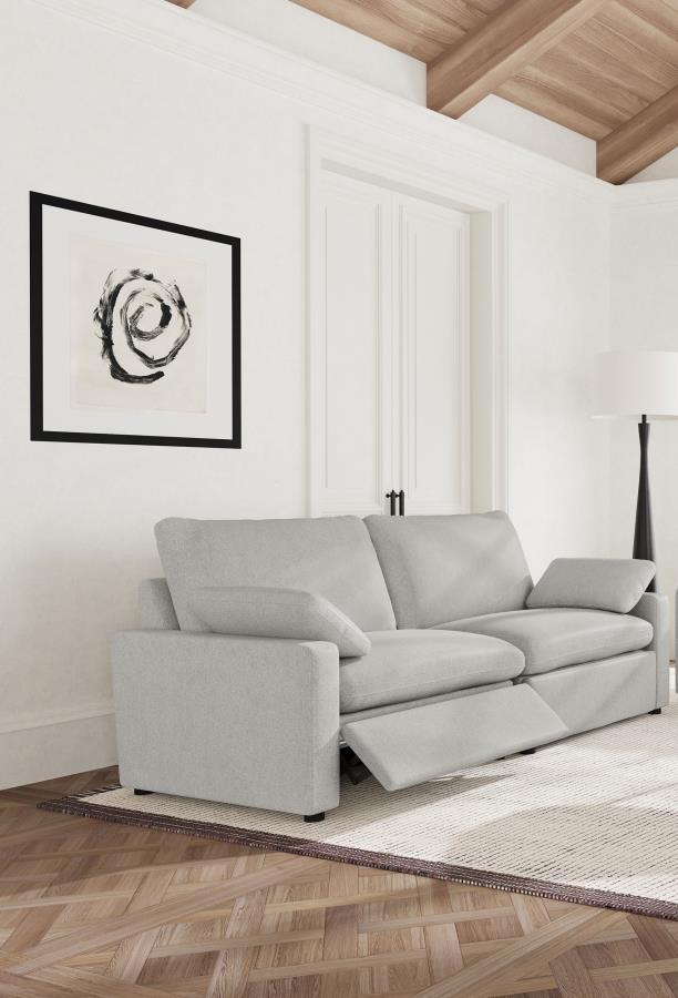 Collins - 2 Piece Upholstered Power Reclining Loveseat - Gray Reclining Loveseat modern furniture Contempo Furniture