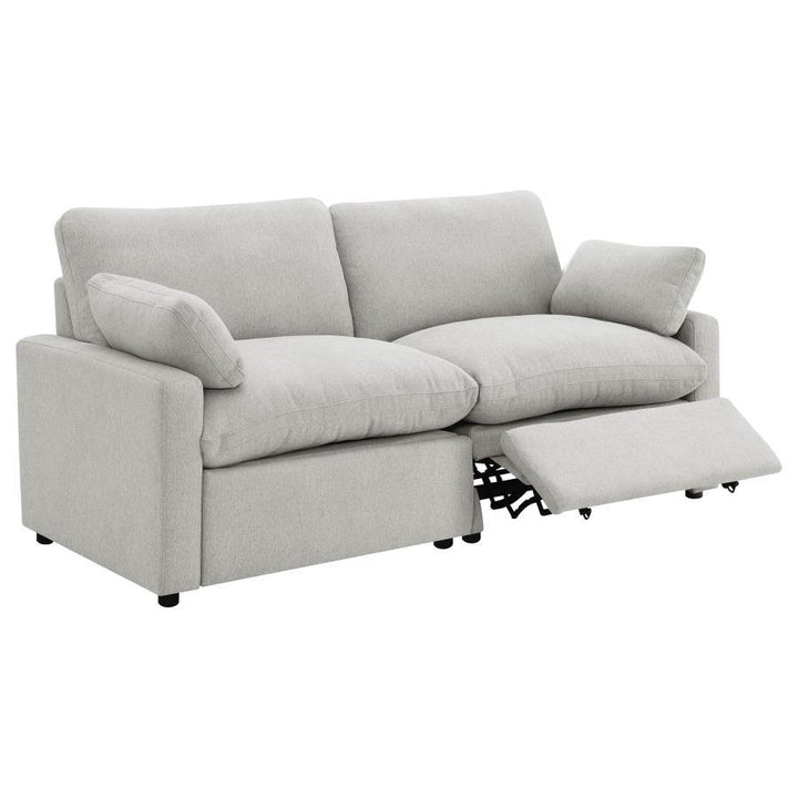 Collins - 2 Piece Upholstered Power Reclining Loveseat - Gray Reclining Loveseat modern furniture Contempo Furniture