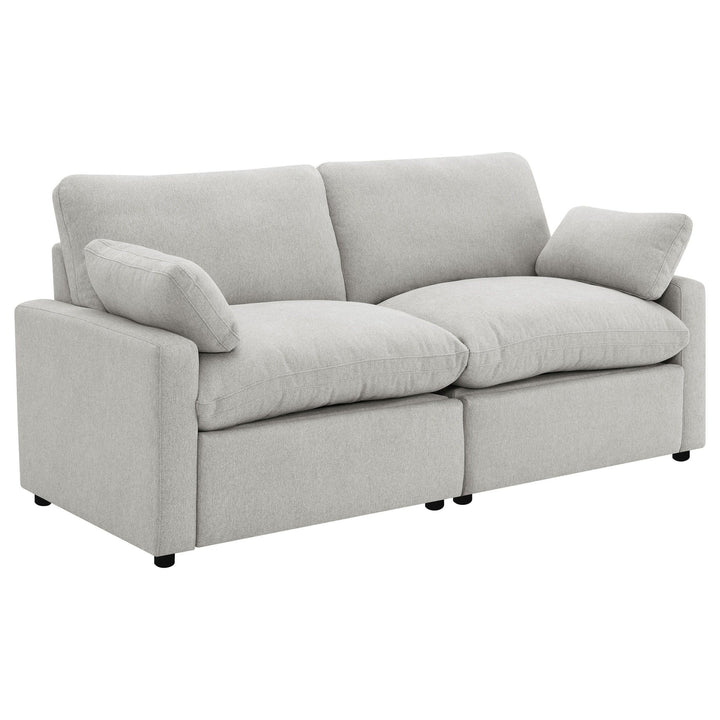 Collins - 2 Piece Upholstered Power Reclining Loveseat - Gray Reclining Loveseat modern furniture Contempo Furniture
