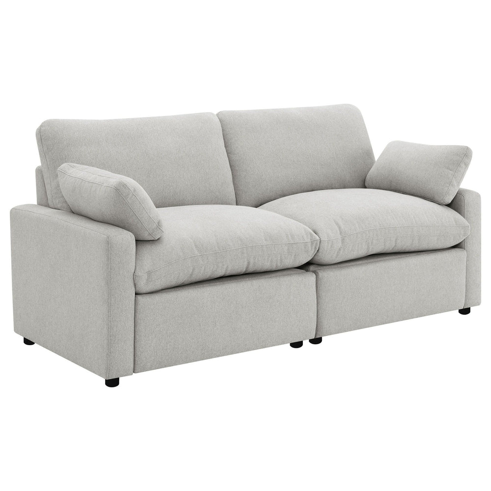 Collins - 2 Piece Upholstered Power Reclining Loveseat - Gray Reclining Loveseat modern furniture Contempo Furniture