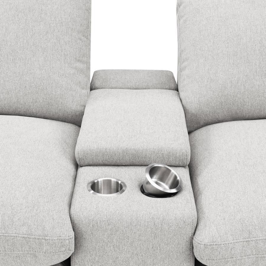 Collins - 5 Piece Power Reclining Home Theater Seating - Gray Reclining Sectional modern furniture Contempo Furniture