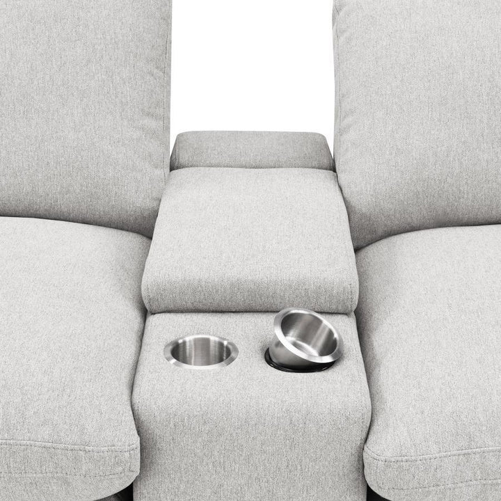 Collins - 5 Piece Power Reclining Home Theater Seating - Gray Reclining Sectional modern furniture Contempo Furniture