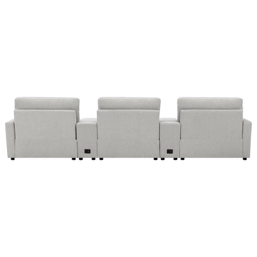 Collins - 5 Piece Power Reclining Home Theater Seating - Gray Reclining Sectional modern furniture Contempo Furniture