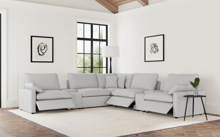 Collins - 7 Piece Modular Power Reclining Sectional - Gray Reclining Sectional modern furniture Contempo Furniture
