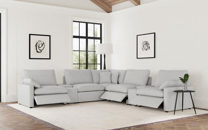 Collins - 7 Piece Modular Power Reclining Sectional - Gray Reclining Sectional modern furniture Contempo Furniture