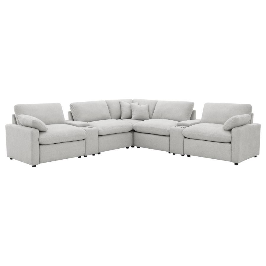 Collins - 7 Piece Modular Power Reclining Sectional - Gray Reclining Sectional modern furniture Contempo Furniture