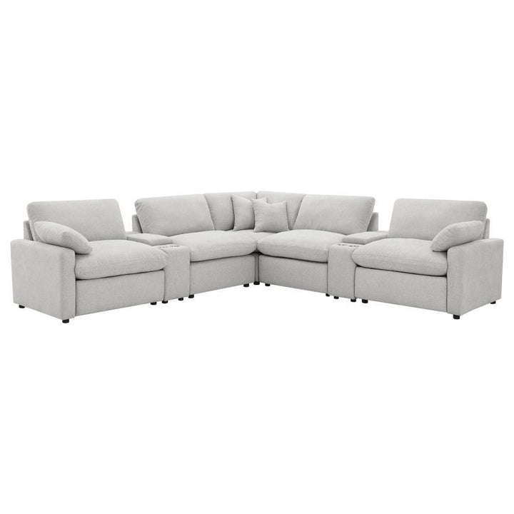 Collins - 7 Piece Modular Power Reclining Sectional - Gray Reclining Sectional modern furniture Contempo Furniture