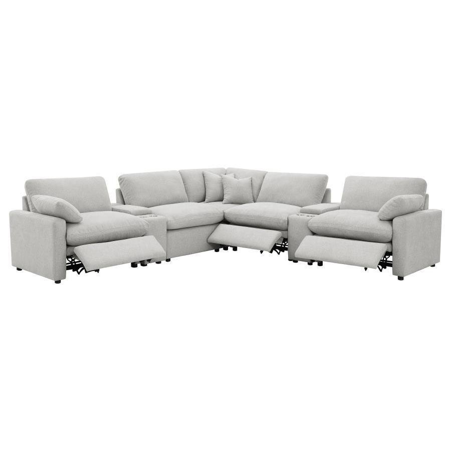 Collins - 7 Piece Modular Power Reclining Sectional - Gray Reclining Sectional modern furniture Contempo Furniture