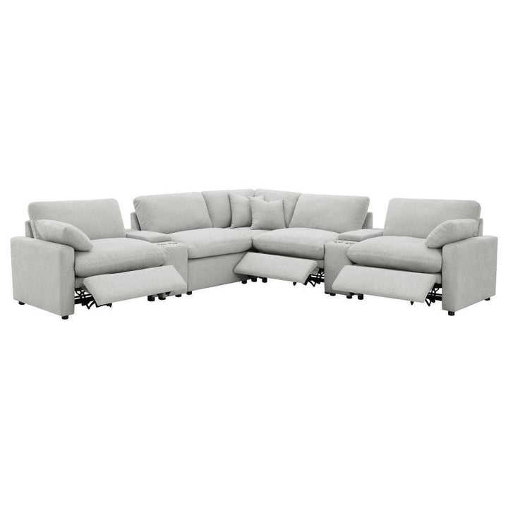 Collins - 7 Piece Modular Power Reclining Sectional - Gray Reclining Sectional modern furniture Contempo Furniture