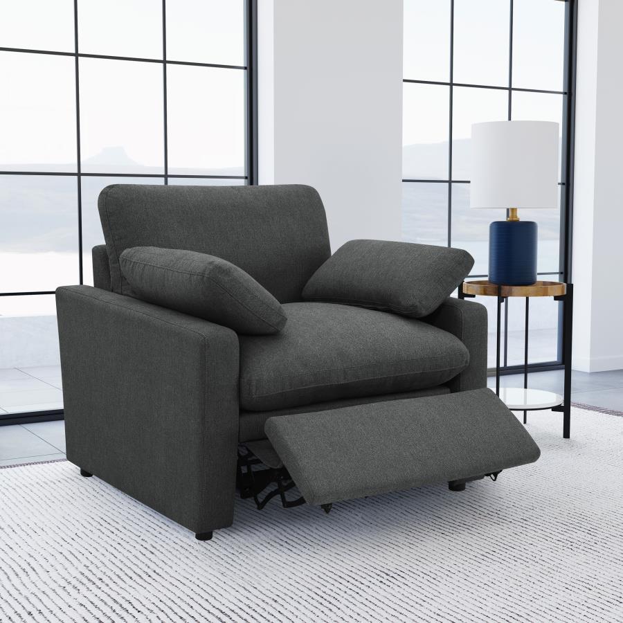 Collins - Upholstered Power Recliner Chair - Dark Gray Reclining Chair modern furniture Contempo Furniture