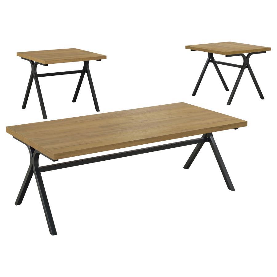 Colmar - 3 Piece Engineered Wood Coffee Table Set - Golden Oak Table Set modern furniture Contempo Furniture