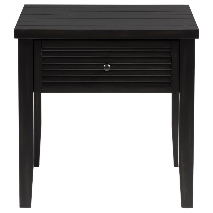 Concord - 1 - Drawer Square End Table - Distressed Java End Table modern furniture Contempo Furniture