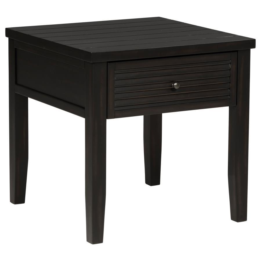 Concord - 1 - Drawer Square End Table - Distressed Java End Table modern furniture Contempo Furniture