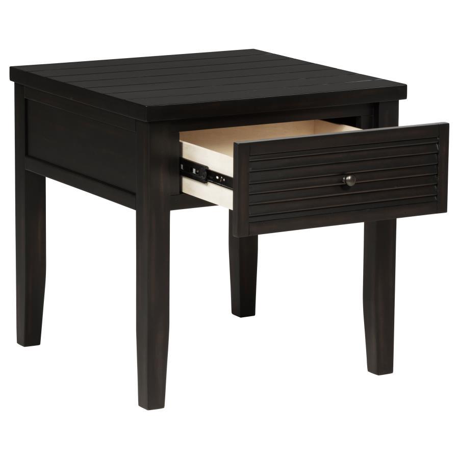Concord - 1 - Drawer Square End Table - Distressed Java End Table modern furniture Contempo Furniture