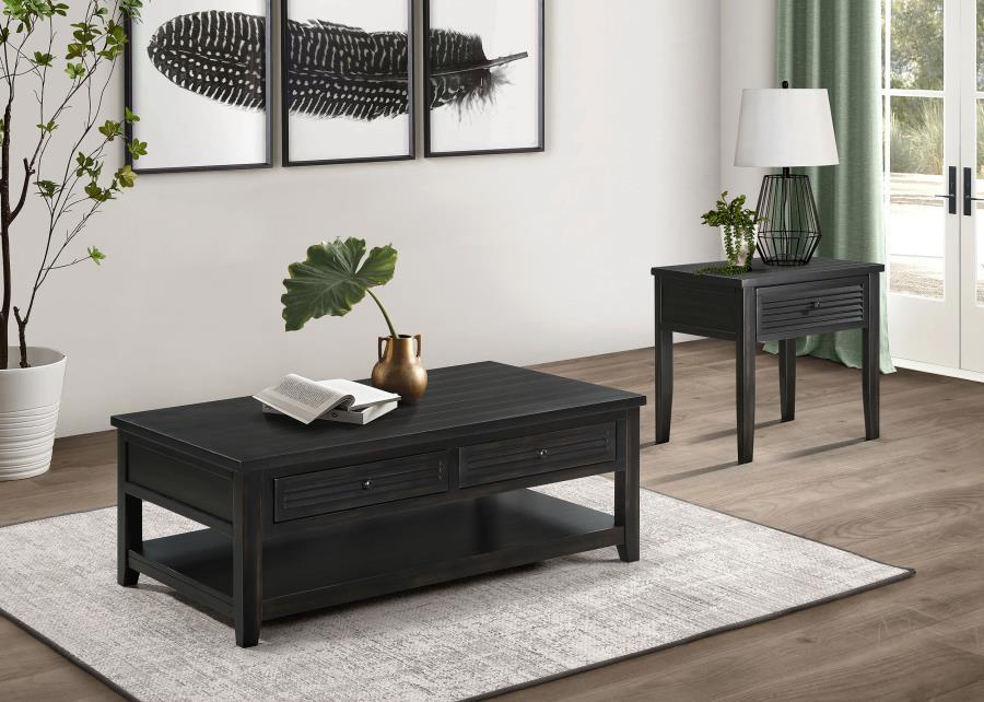 Concord - 1 - Drawer Square End Table - Distressed Java End Table modern furniture Contempo Furniture