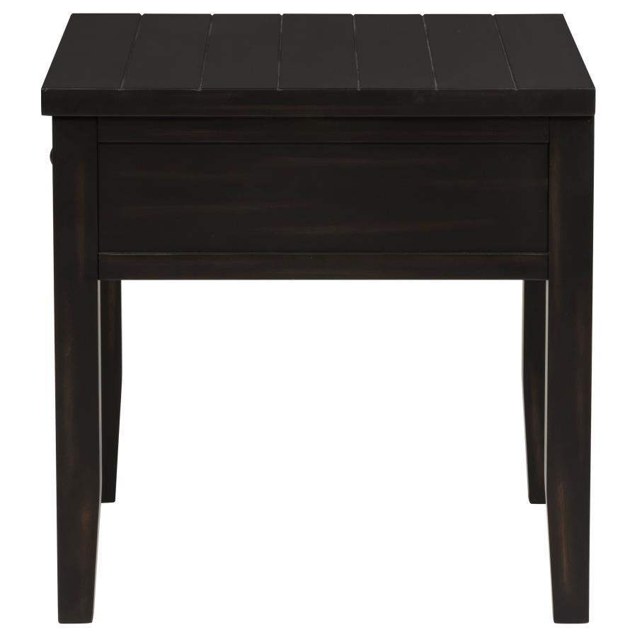 Concord - 1 - Drawer Square End Table - Distressed Java End Table modern furniture Contempo Furniture