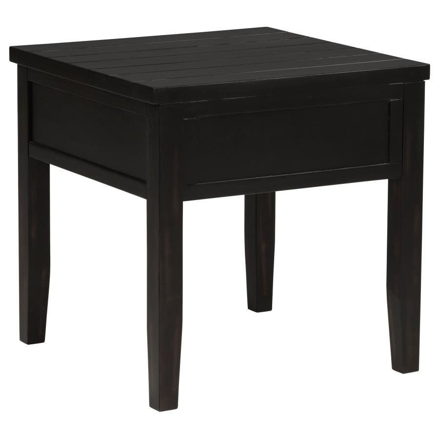 Concord - 1 - Drawer Square End Table - Distressed Java End Table modern furniture Contempo Furniture