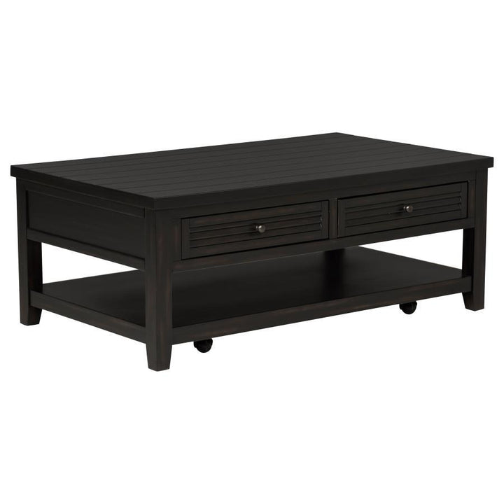 Concord - 2 - Drawer Rectangular Coffee Table - Distressed Java Coffee Table modern furniture Contempo Furniture