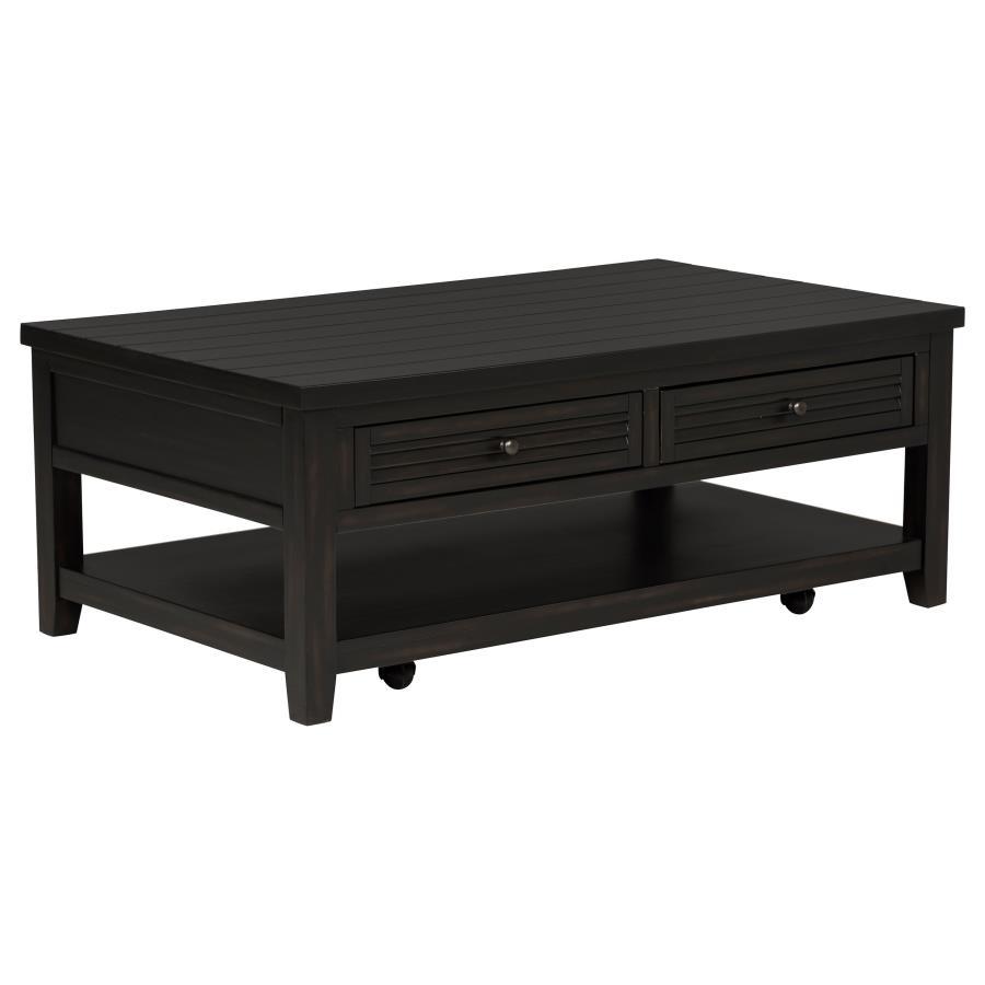 Concord - 2 - Drawer Rectangular Coffee Table - Distressed Java Coffee Table modern furniture Contempo Furniture