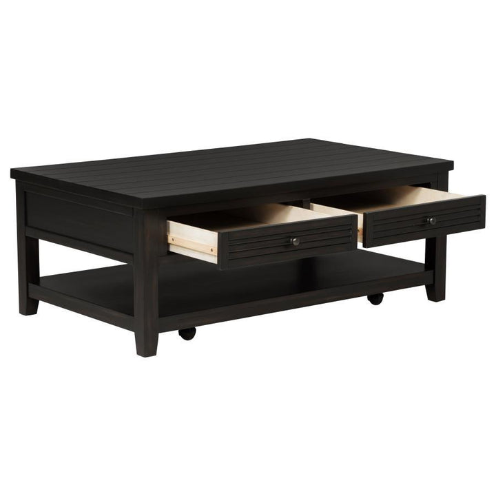 Concord - 2 - Drawer Rectangular Coffee Table - Distressed Java Coffee Table modern furniture Contempo Furniture