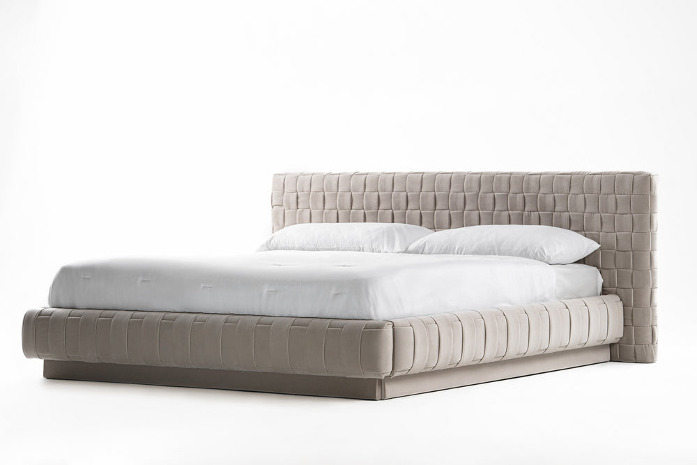 Concord - Modern Light Grey Velvet Bed - View 2