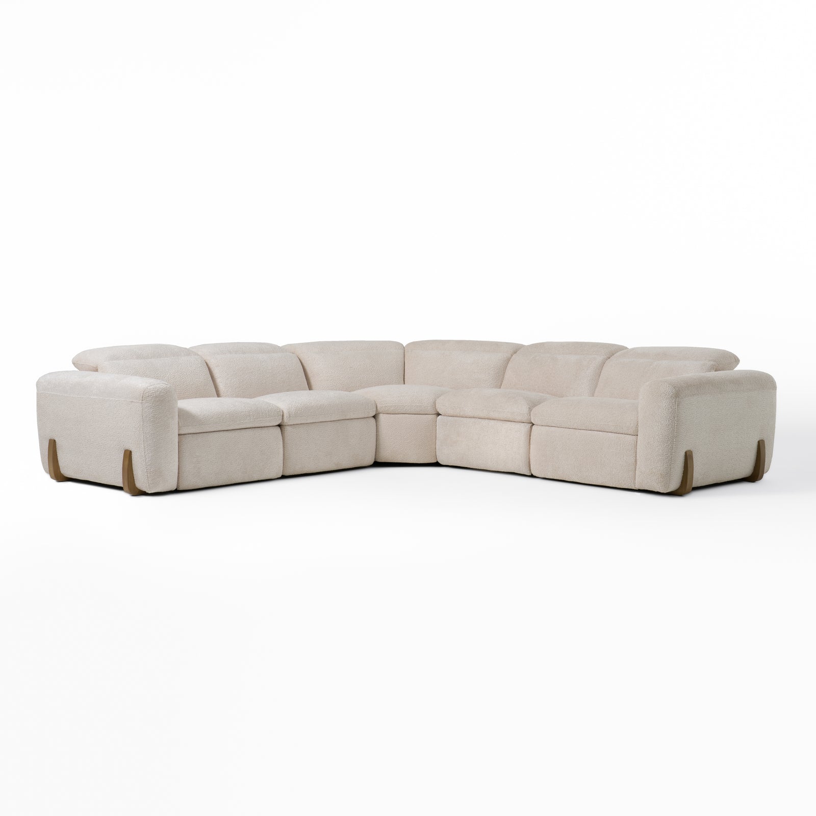 Conrad - Modern Beige Fabric Sectional With 3 Recliners