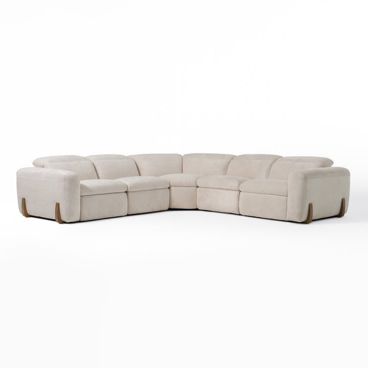 Conrad - Modern Beige Fabric Sectional With 3 Recliners
