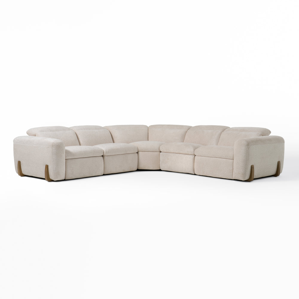 Conrad - Modern Beige Fabric Sectional With 3 Recliners