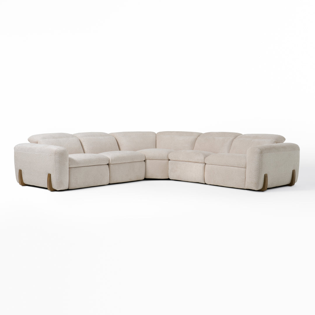 Conrad - Modern Beige Fabric Sectional With 3 Recliners